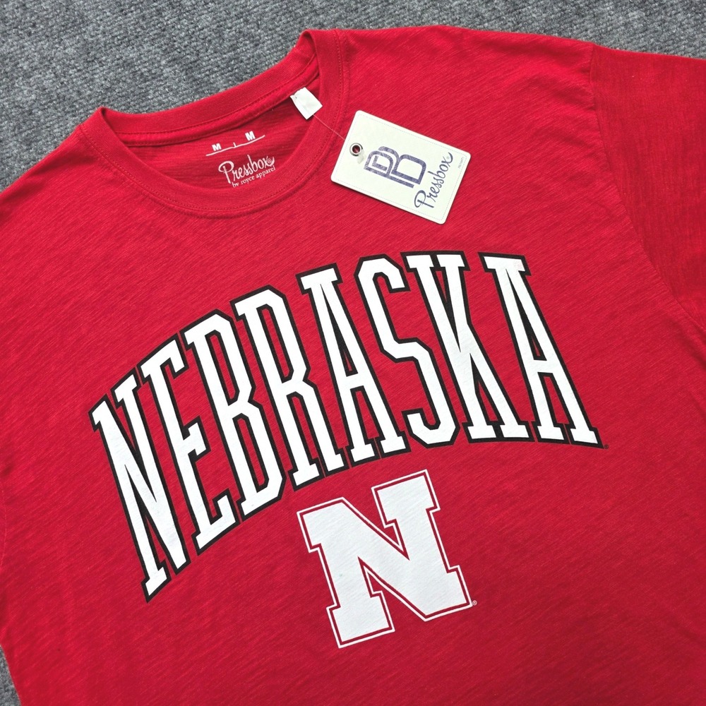 Nebraska Huskers Pressbox Women's M Logo Waist Length Oversized Slub T-Shirt